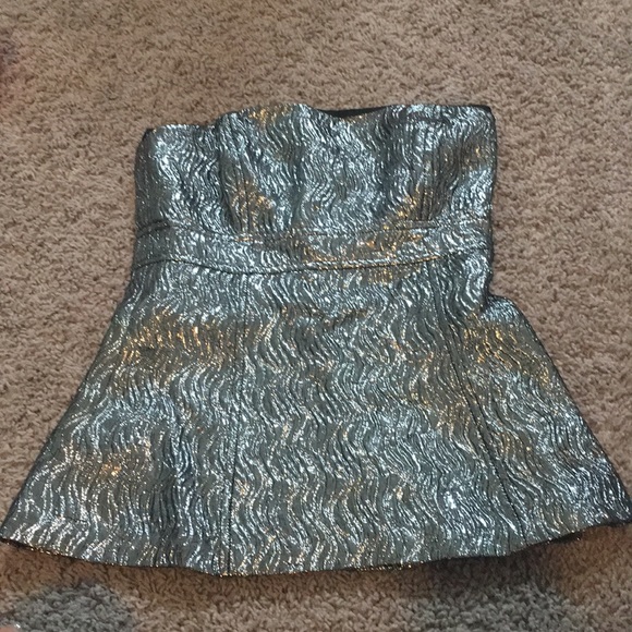 Shoshanna Silver Metallic Tube Top Size 2 - Picture 2 of 4